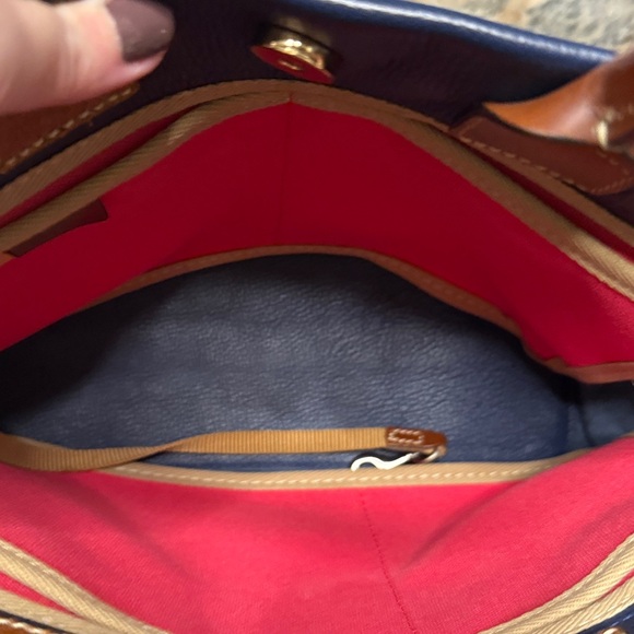 Dooney & Bourke Blue and Brown Leather Tote Bag - Picture 7 of 9